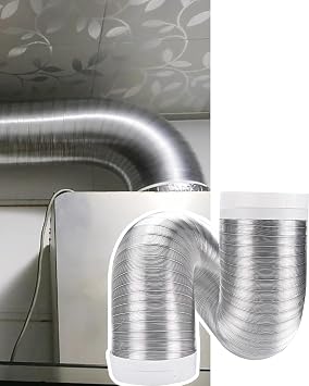 Range Hood Vent Hose Exhaust Pipe Heating Stove Aluminum Foil, Non-Insulated Flex Air Ducting Ac Exhaust Pipe, Flat Dryer Vent Duct for Tight Space5m16.4ft/197,D 150mm5.9"