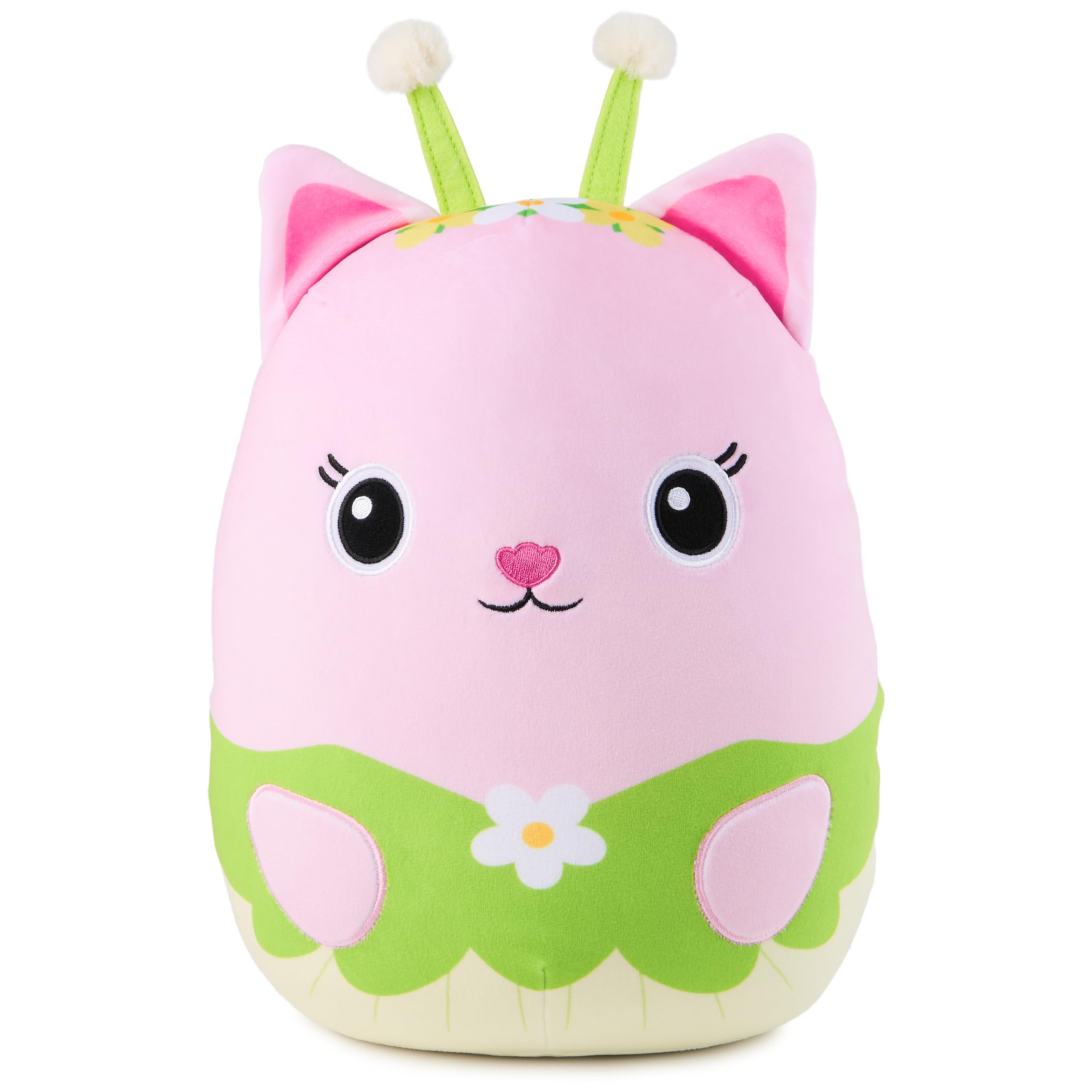 Gabby’s Dollhouse Official Kitty Fairy Squishy Plush Toy, Cat Stuffed Animal, Squishy Toys for Ages 1 & Up, Pink/Green, 12”