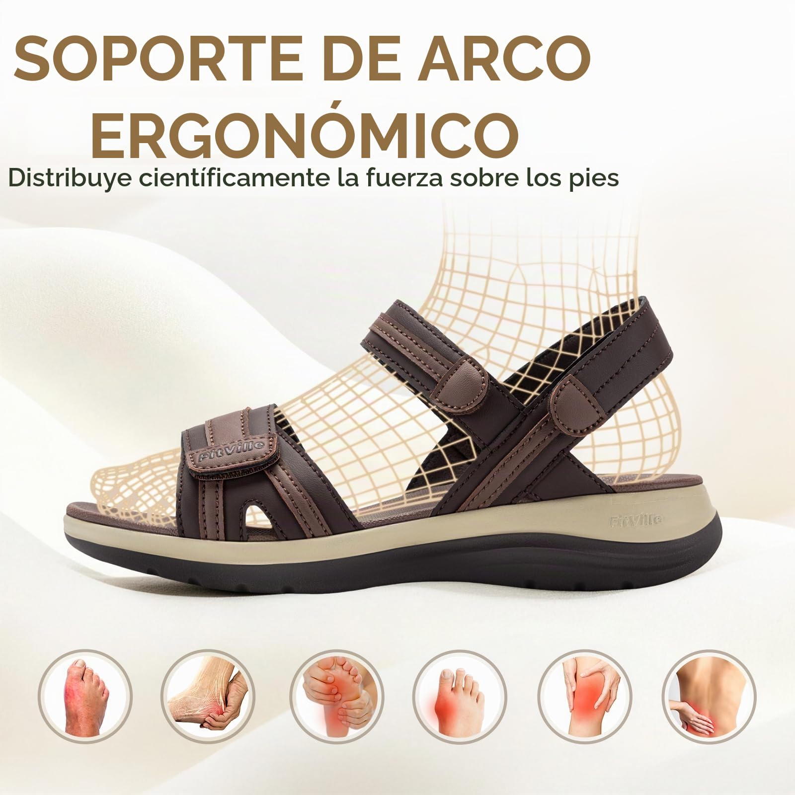 FitVille Sandalias Mujer Cómodas de Horma Ancha y Punta Abierta Sandalias Ligeras de Verano para Pies Sensibles Tallas 35.5-42.5 EU