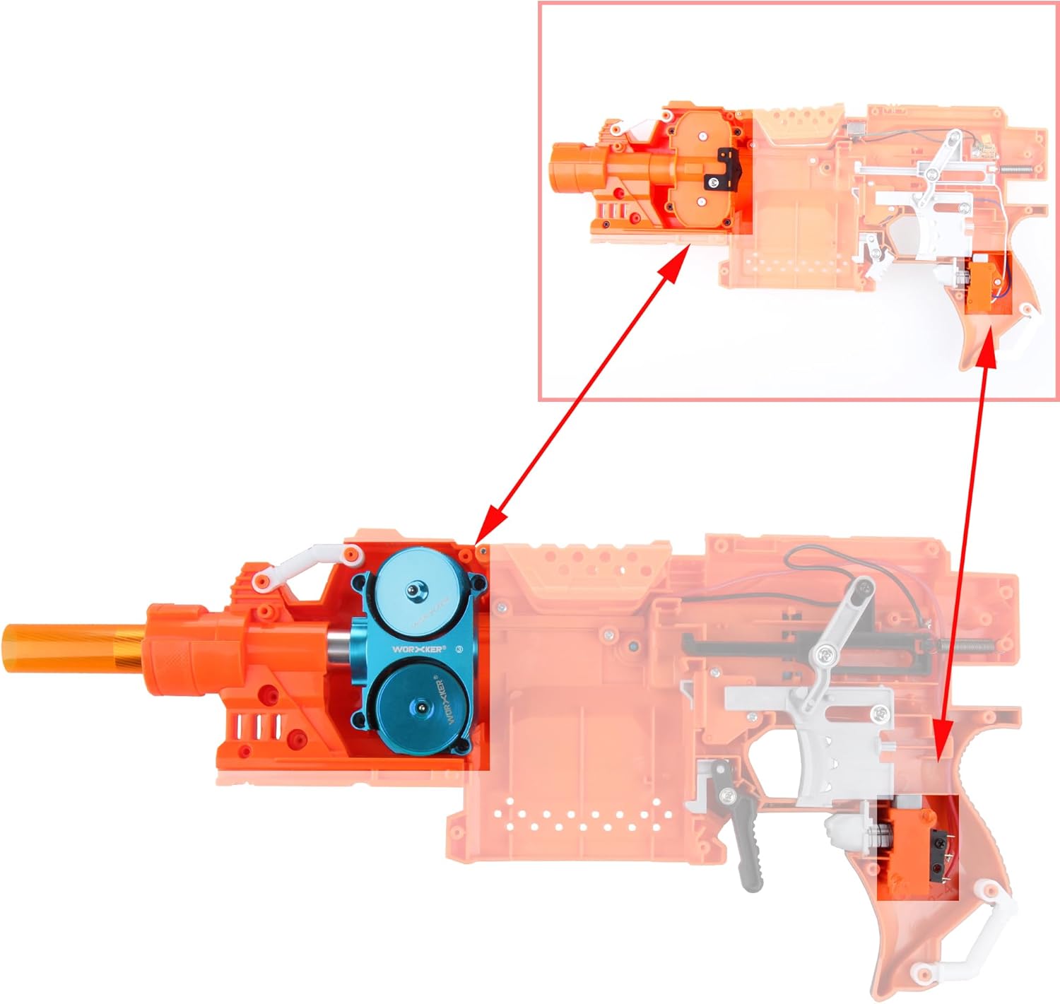 Worker Mod Diamante Flywheel Update Kit Upgrade for Nerf STRYFE/Rapidstrike CS-18/Swordfish Blaster Toy (Blue)