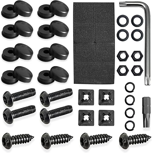 Kit de tornillos negros antirrobo para placa de matrícula, acero inoxidable a prueba de óxido, accesorios de montaje M6 (14 de pulgada), a prueba de