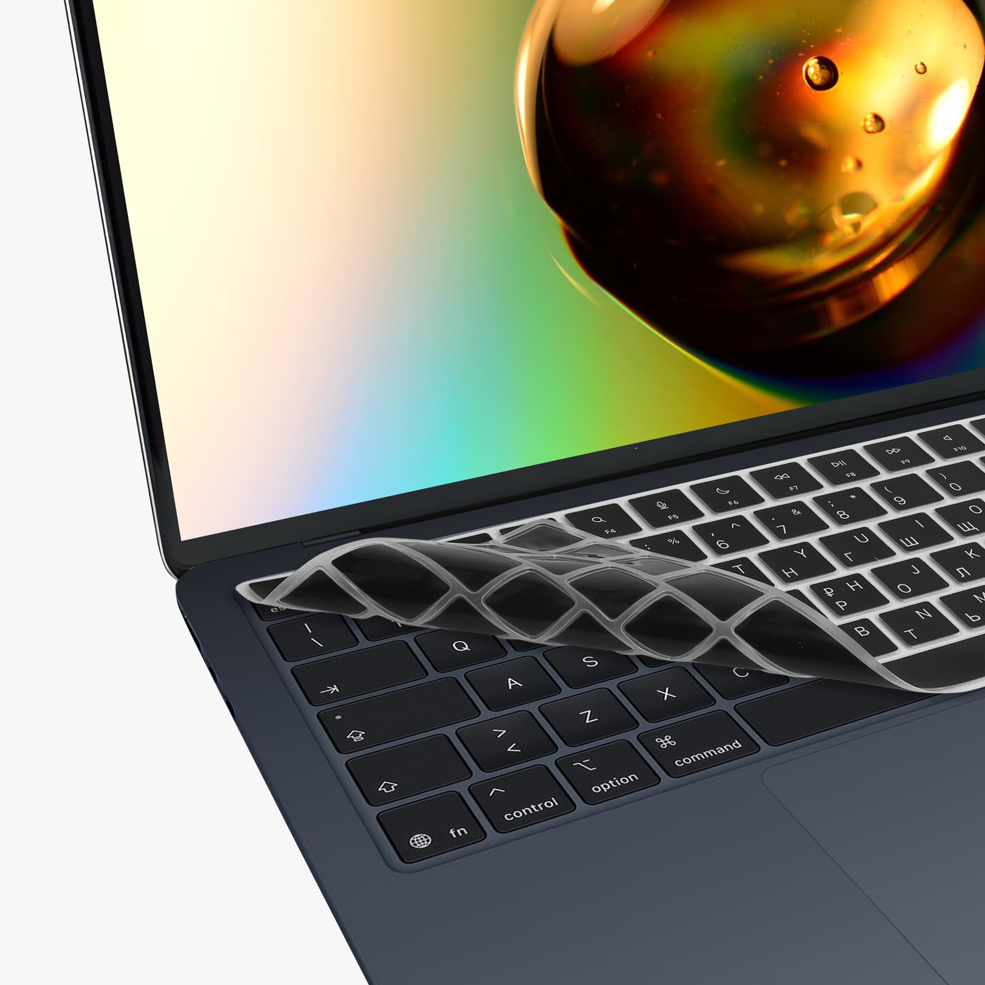 kwmobile Protector Compatible con Apple Macbook Air 13 M4 2025 A3240 - Cubierta para Teclado Ruso QWERTY - Negro