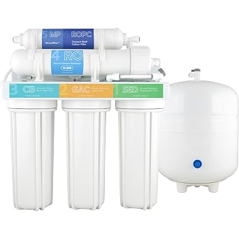 نظام التناضح العكسي بدون علامة تجارية SpiroPure، فلتر مياه RO عام تحت الحوض، نظام ترشيح مياه RO مكون من 6 مراحل مع إعادة التمعدن