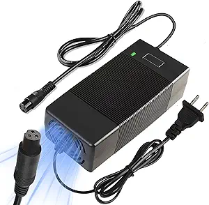 Jeoronuly 42V 2A Battery Charger with Fan Cooling, 8.8mm 3 Prong Universal Smart Power Adapter, Replacement Charger for All 36V Lithium Battery, Compatible with All Brands