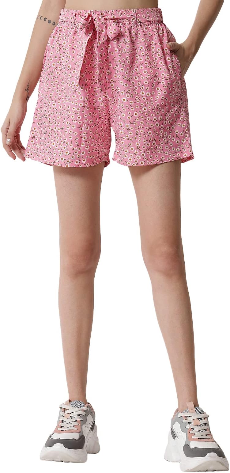 My SwagWomen's Floral Print Daily Use Casual Outdoor Shorts with 2 Pockets