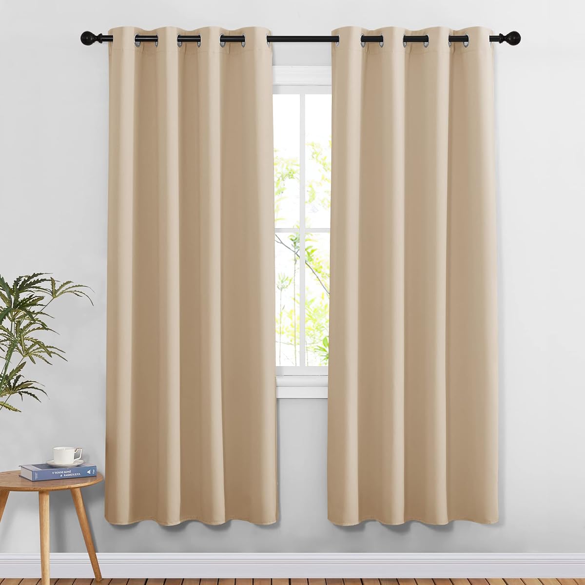 NICETOWN Cortinas y cortinas para puerta de 78 pulgadas de largo – Tratamiento de ventana con ojales, aislamiento térmico, cortinas opacas y cortinas para dormitorio (beige Biscotti, juego de 2, 52 x 78)