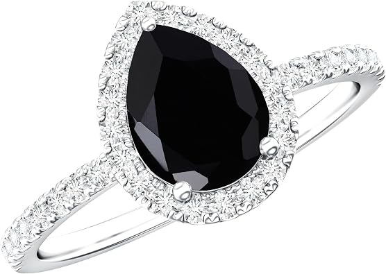 0.8 Ct Lab Grown Black Diamond Pear Shape Ring, Aaaa Quality