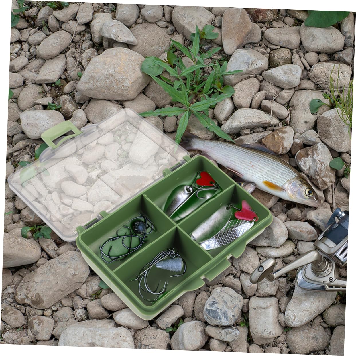 Toyvian 2Pcs Fishing Gear Organizer Box Durable Tackle Tray for Baits Hooks Snacks Portable Fishing Lure Container with Multiple for Outdoor Use