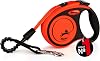 Flexi, leaves model Xtreme, resists intensive loads exerted on the strap, strap extremely resistant to bites, adjustable flexible handle, made in Germany, orange, xs - 3m