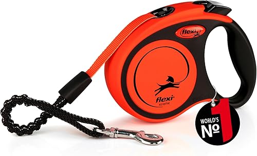 Flexi Xtreme - Correa retráctil para perros de hasta 15 libras, color naranja y negro, extra pequeña, de 9.8 ft, para perros de hasta 15 libras, 33