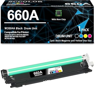 W2004A 660A Drum Unit Compatible 660A W2004A Drum Cartridge Replacement for Enterprise M751n M751dn M856dn M856x MFP M776dn Flow MFP M776z M776zsT3U44A Black Cyan Yellow and Magenta One Size