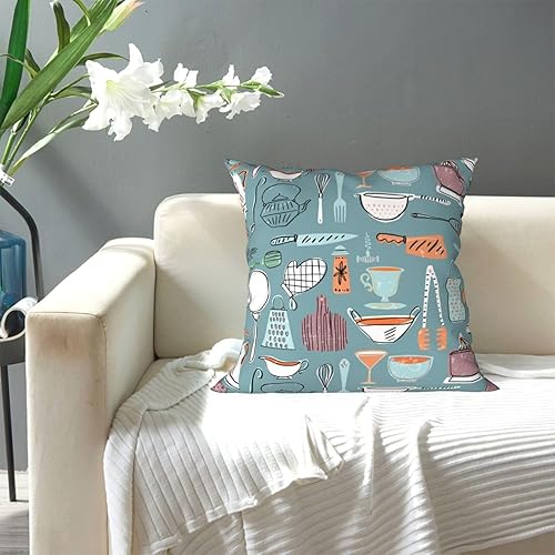 Miniatura 5 de Fundas de almohada de 16 x 16 pulgadas, juego de utensilios de cocina decorativos, fundas de cojín decorativas para sala, fundas de almohada lindas
