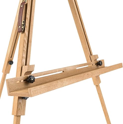 Miniatura 6 de ARTEZA Soporte de caballete de 37.4 x 39.4 x 78.3 pulgadas, trípode de madera de haya con accesorios de acero para pintar y exhibir obras de arte