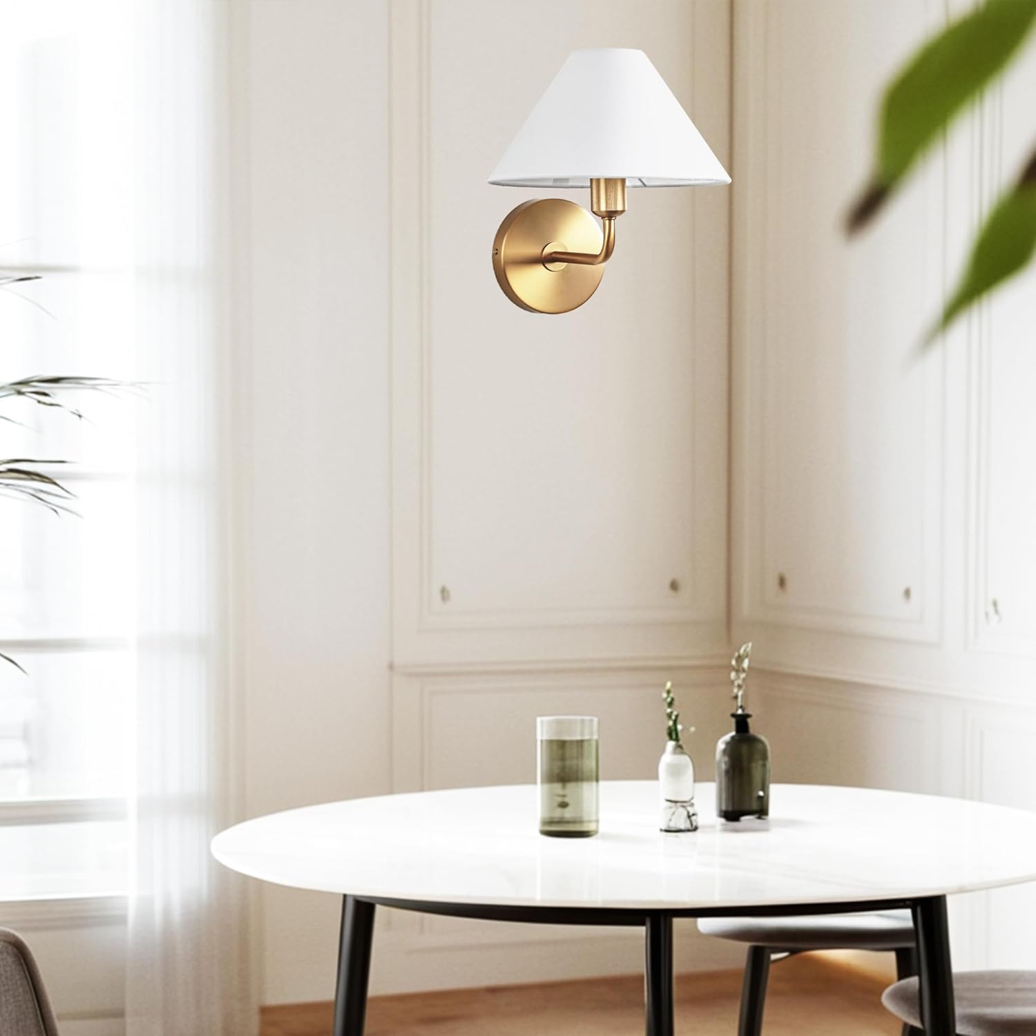 Elegant Linen Glow Sconce - Modern Architectural Lighting, Tapered Shade Sophistication Wall Sconce, Wall Light for Bedroom, Living Room, Lounge Room