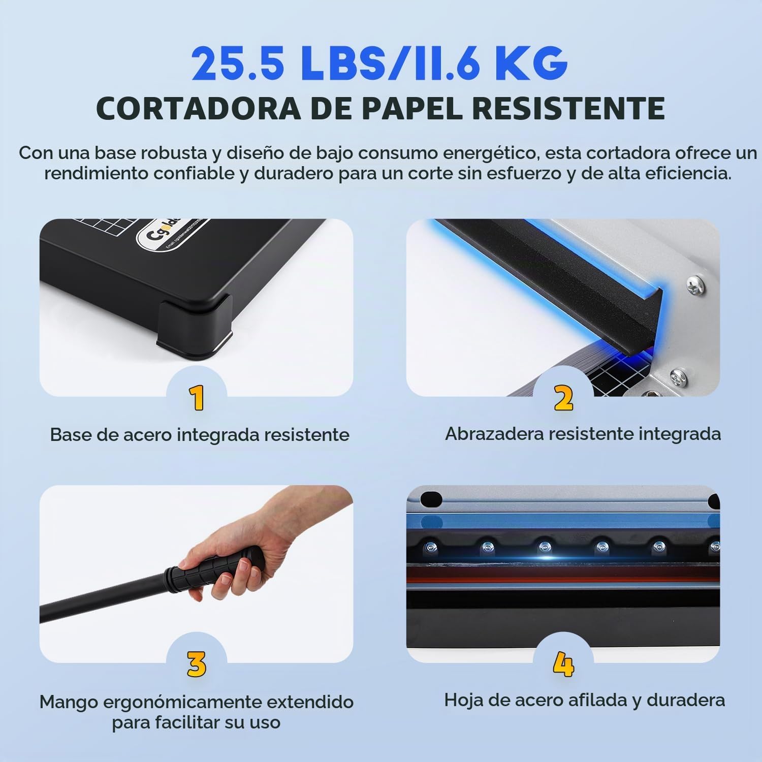 CGOLDENWALL Guillotina de Papel Profesional A4, Corte para 400 Hojas | Posicionamiento mediante Línea Roja, Cuchilla HSS para 4 cm de Grosor de Corte Máx., para Oficina, Producción, Cuero y Tela