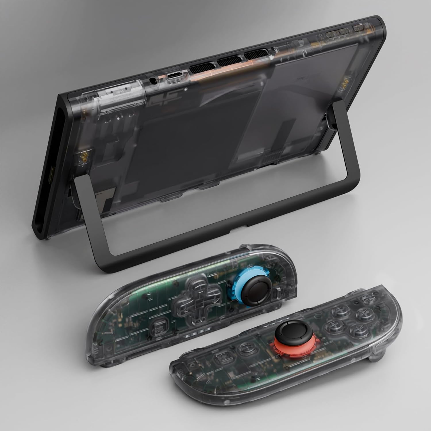 eXtremeRate DIY Replacement Shell Buttons (D-Pad Ver) for Nintendo Switch 2, Full Set Rear Back Plate Controller Housing Buttons for Switch 2 Console & Joycon 2 - Deluxe Version - Clear Slate Black