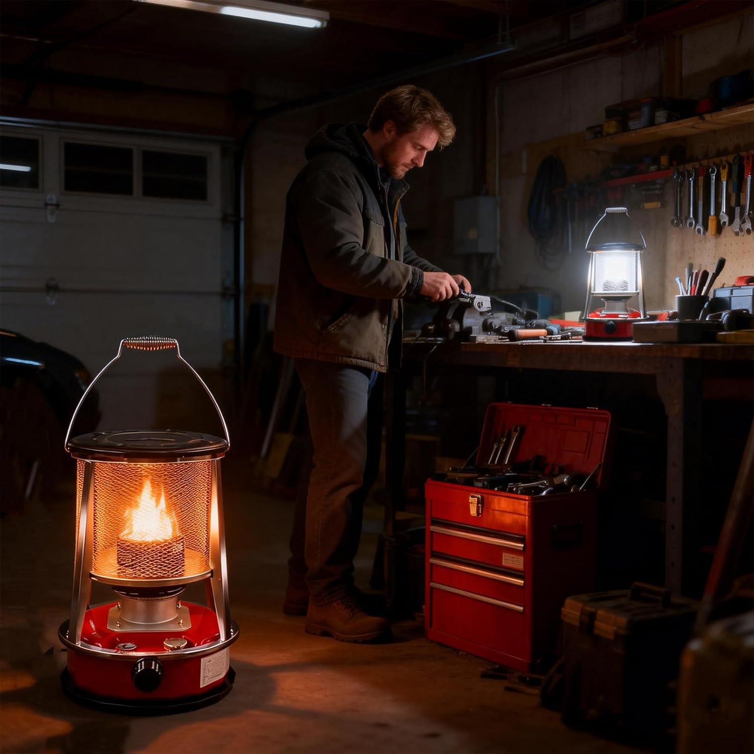 Non Electric Heaters for Indoor, Emergency Survival Kerosene Heater for Indoor Use, 9000 Btu(Lasts 18-21 H) Runtime & Cooking Function for Large Rooms, Power Outage, Camping, Heavy Snow (6L)