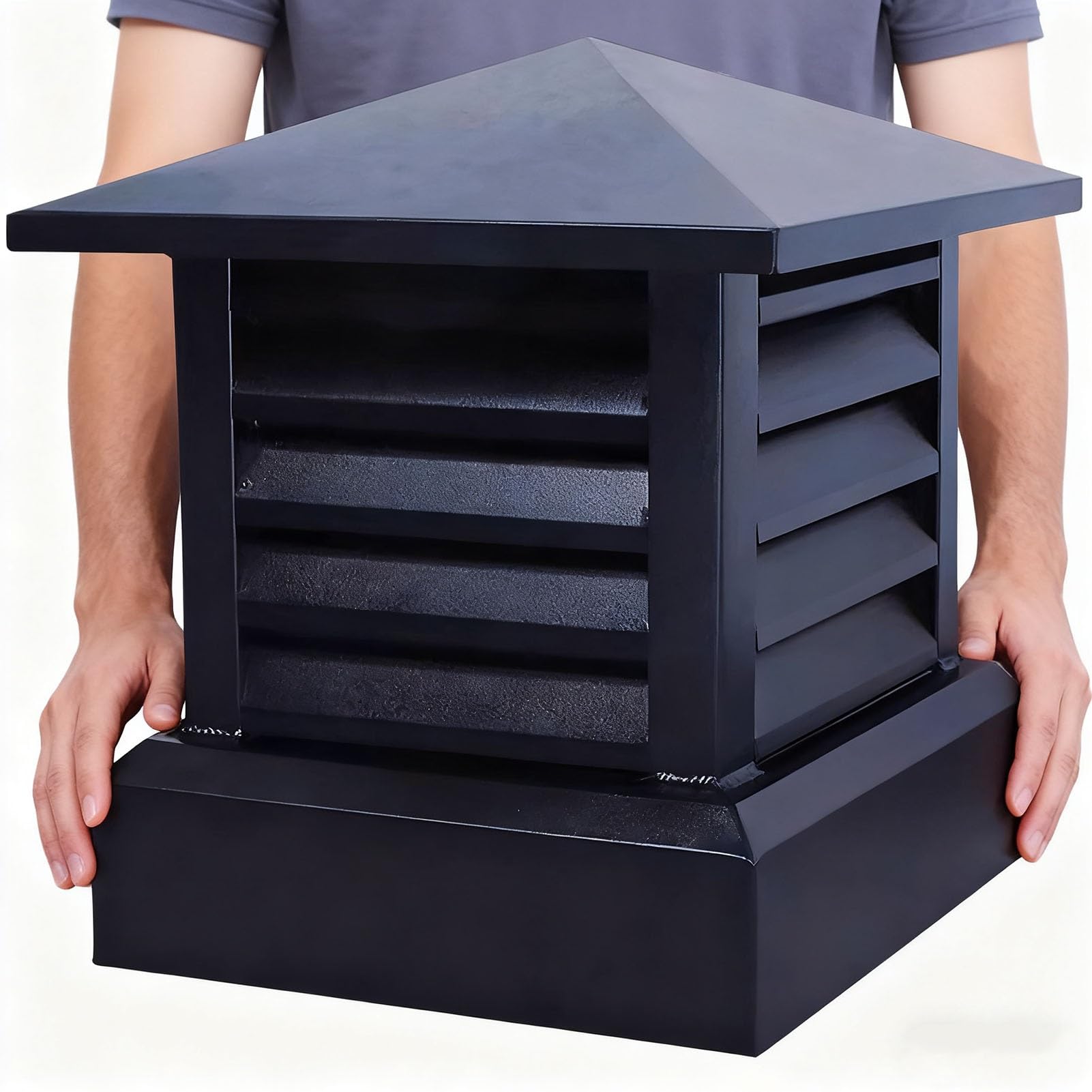 BHFLJSAQ Chimney Rain Caps,Aluminum Alloy Fireplace Chimney Cap - Black Square Weathershield Cover, 25-70 cm (13.8x13.8in) - Durable Chimney Crown for Furnace Protection