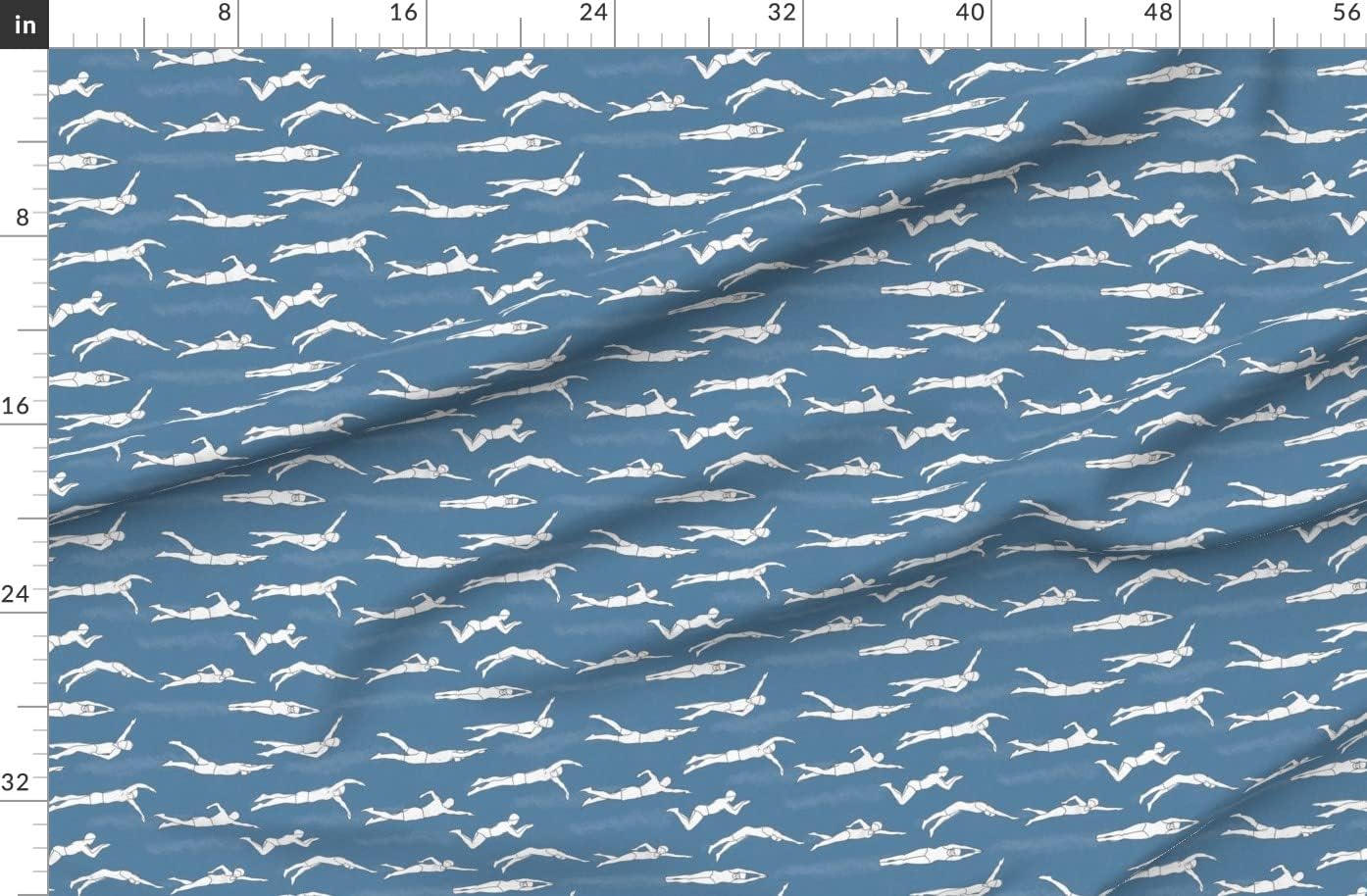 Spoonflower Fabric - Swimmers Sport Divers Swim Water Pool Beach Nautical Summer Coastal Printed on Polartec(R) Fleece Fabric by The Yard - Sewing Blankets Loungewear and No-Sew Projects