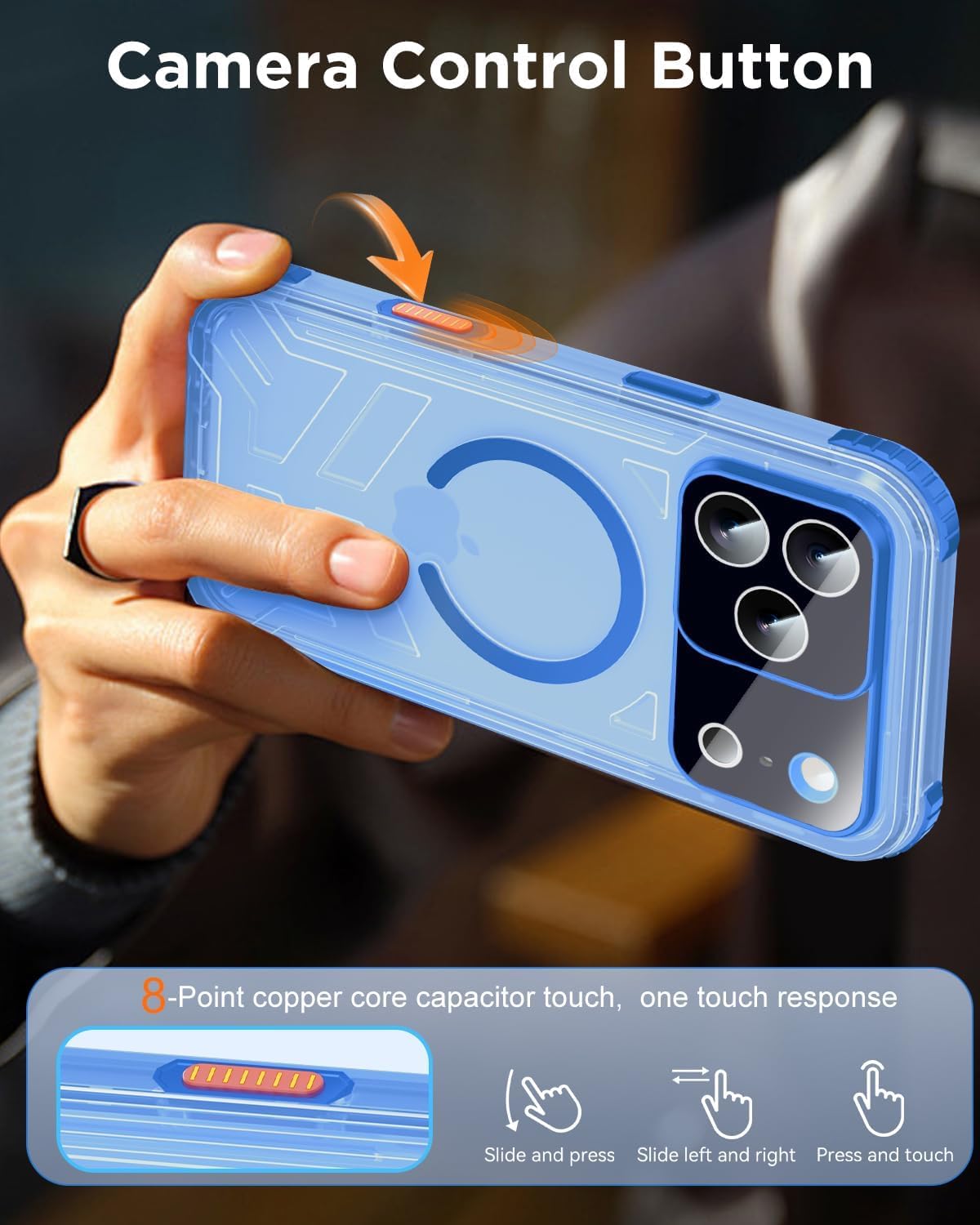 for iPhone 17 Pro Max Waterproof Case with Magsafe, Built-in [Camera & Screen Protector] [Lanyard], IP68 Water Proof Full Body Dustproof Heavy Duty Frosted Protective Phone Cover, 6.9" Blue