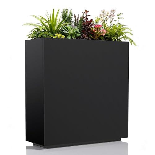 Worth 28" Galvanized Steel Planter Box, Outdoor Rectangular Tall Metal