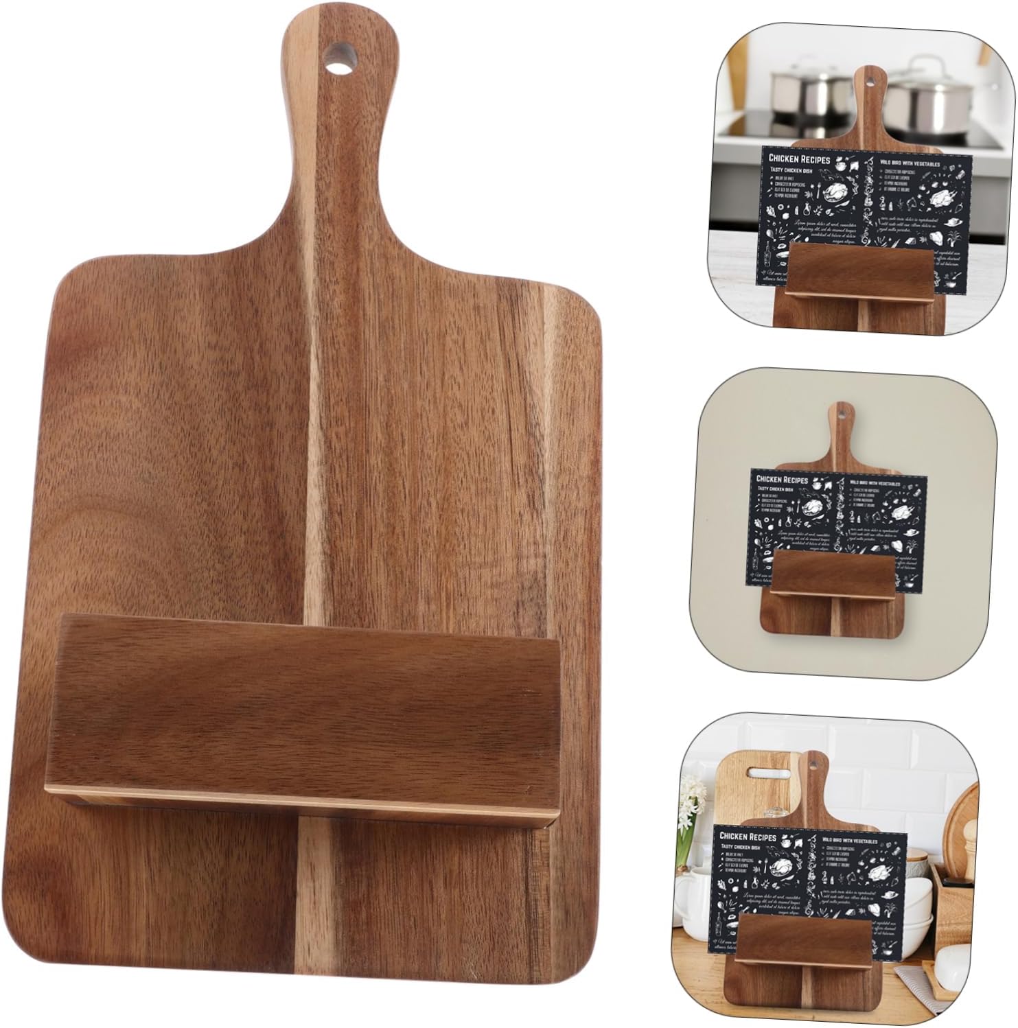 Cookbook Stand Wall Mount Kitchen Book Holder Wooden Recipe Holder Modern Kitchen Decor Space-efficient Design
