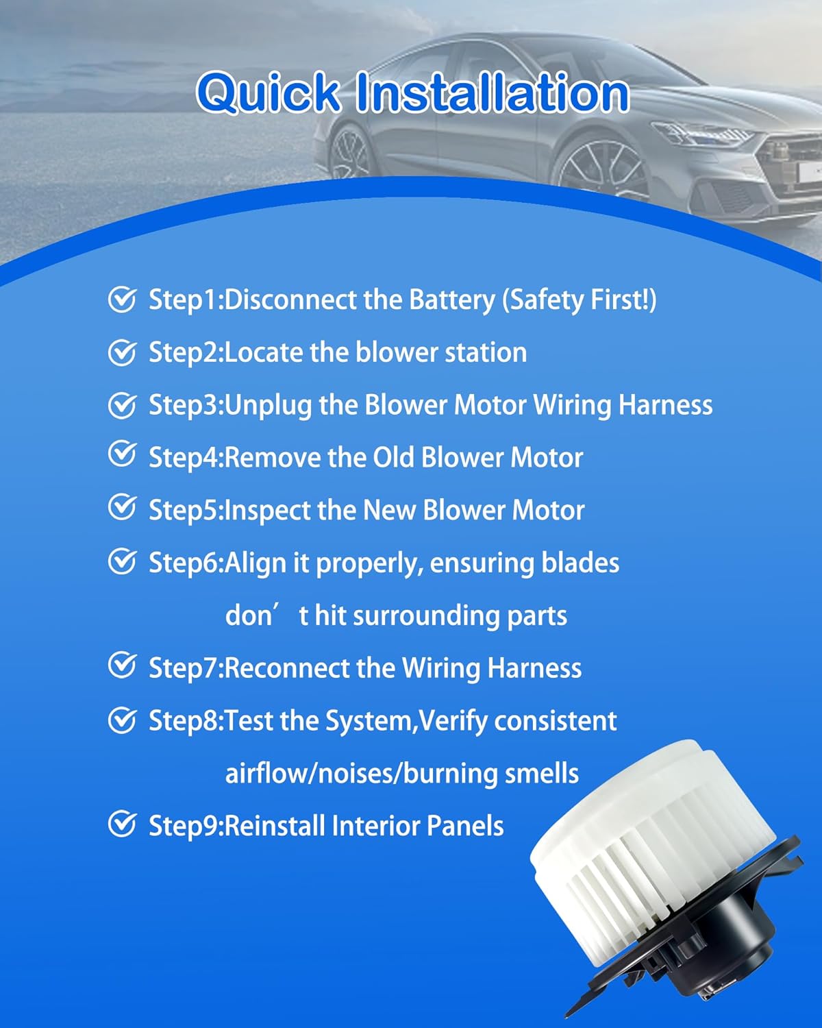 AC Blower Motor Fan Compatible with Chrysler Town & Country 2008-2016,for Dodge Durango 2011-2021,for Jeep Grand Cherokee 2011-2021 Front Automotive Replacement Blower 700216