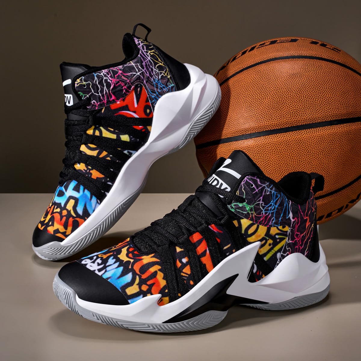 Zapatillas Baloncesto Hombre Graffiti Botas Deportivas Comodas Gran Agarre | Zapatillas de Baloncesto Caña Alta Hombre Diseño Graffiti Gran Agarre