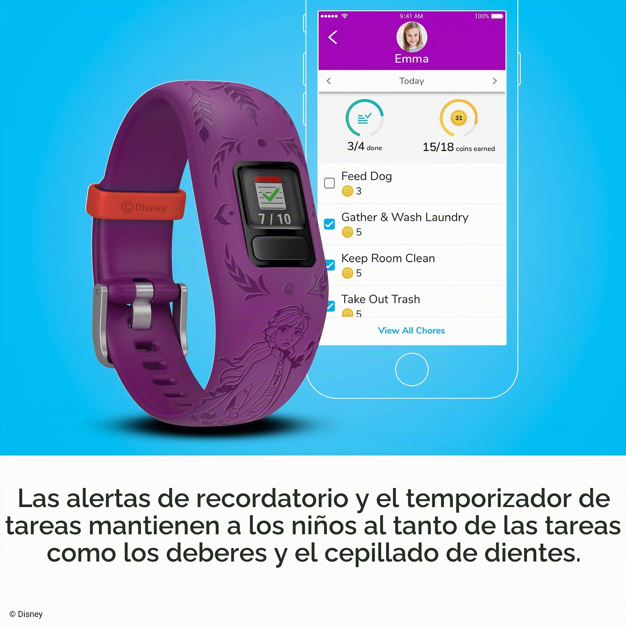 Garmin Unisex adulto Anna Pulsera de Actividad para Niños Disney Frozen 2, Ajustable, morado, Talla Única