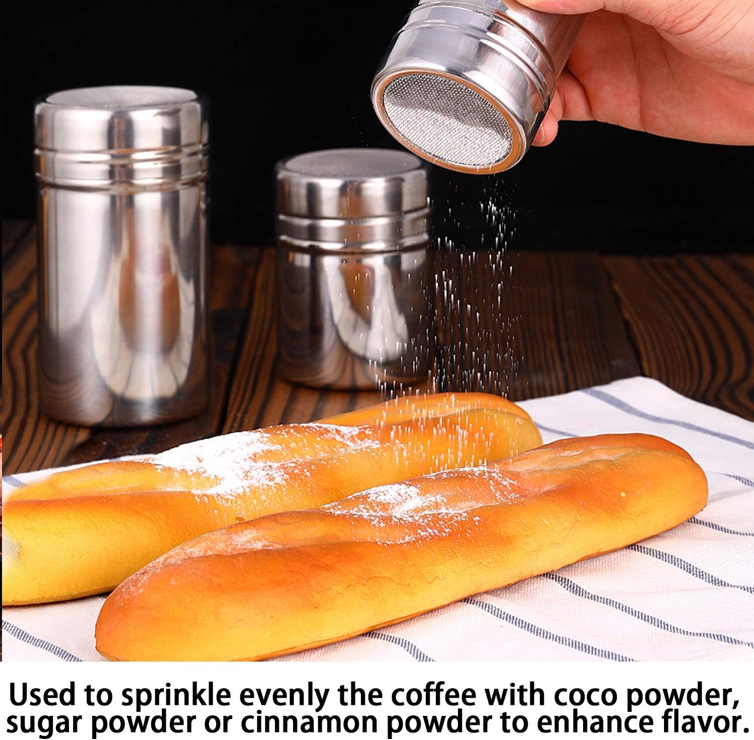 Flash Deals - 80% OFF Luxtrip 2 pack Sugar shaker Stainless steel flavoring bottle With a lid mesh Sugar powder bottle Cocoa powder cinnamon chocolate coffee Dusting device Dining utensils