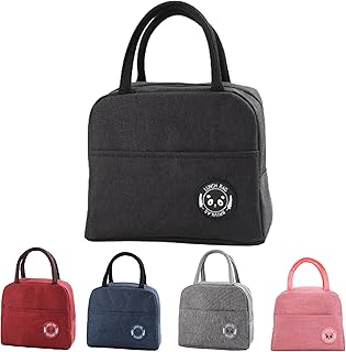 Senshuomy Insulated Lunch Bag Tote Bag for Women & Kids,Cool Bag Lunch Box for Work & School - Lunch Cool Bag Water-Resistant Thermal Leak-Proof Lunch Organizer for Work, School, Picnic(Black)