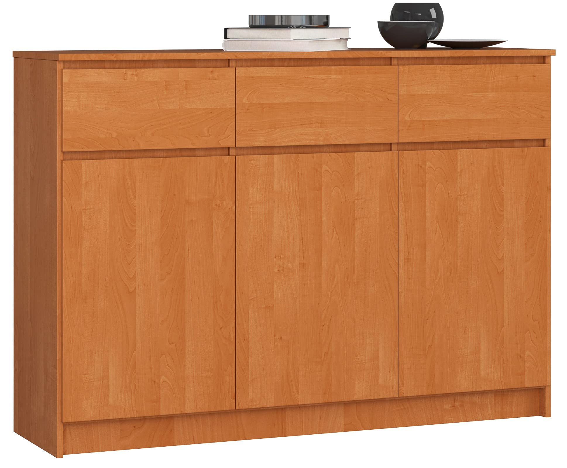 AKORD Cassettiera K 140 cm | 3 Cassetti e 3 Ante | Moderna Mobiletto per Soggiorno Sala da Pranzo Camera da Letto Corridoio Bagno | Pannello Laminato 16mm | Elzen