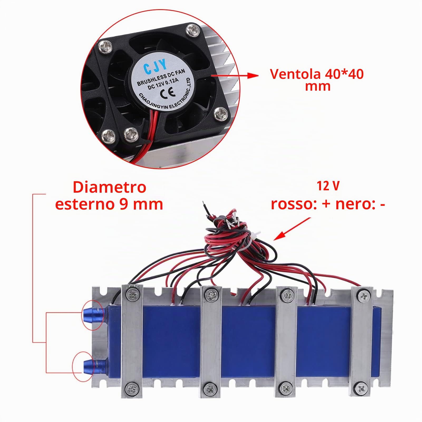 Raffreddatore Termoelettrico Fai-Te 170 W 12 V, di Raffreddamento per Refrigerazione Peltier (TEC1‑12706) Kit di Raffreddamento Peltier Mini Frigorifero per Condizionatore