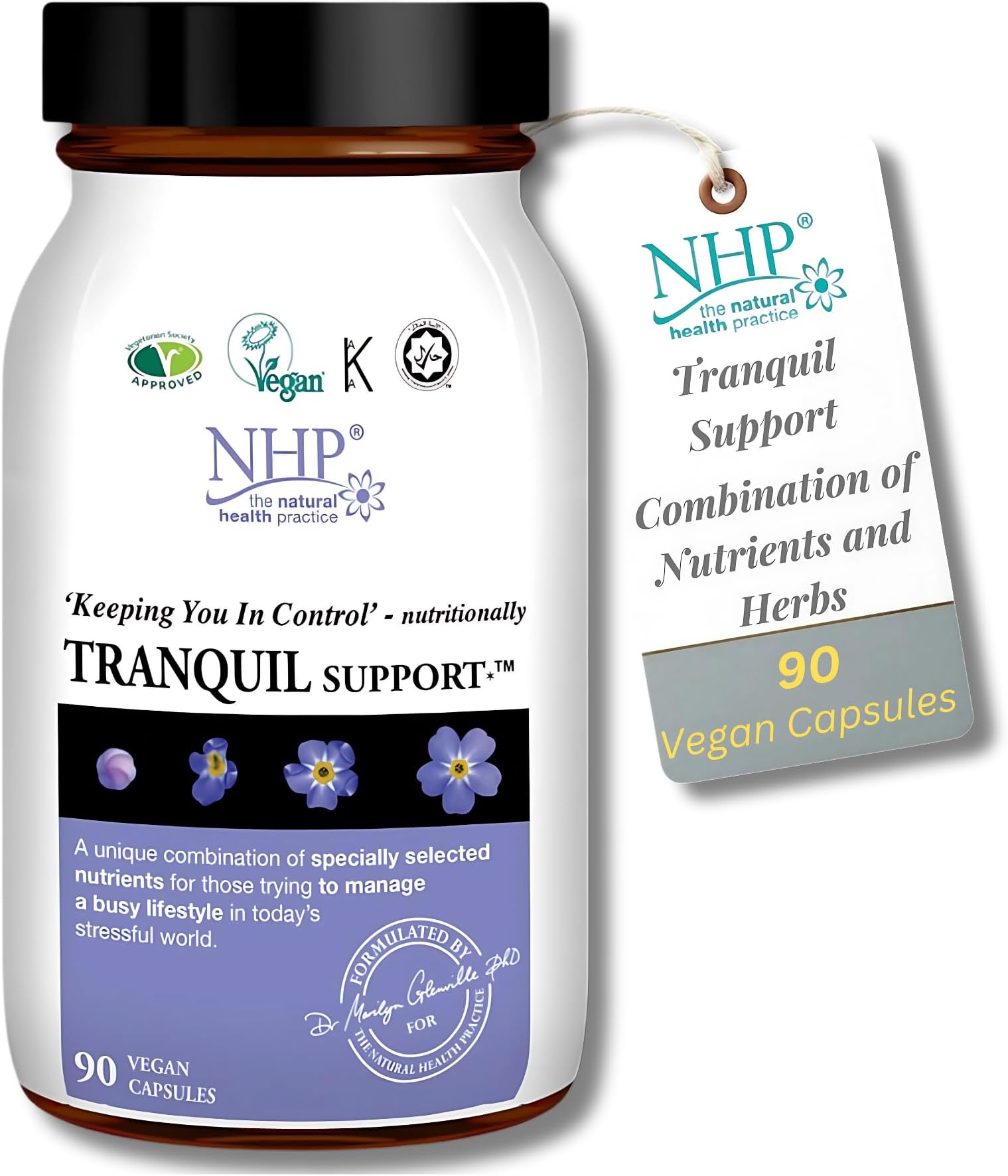 NHP Advanced Tranquil Support A Unique Combination of Nutrients and Herbs to Help You Cope with Stress, Fatigue, and Anxiety โ All in One Powerful Supplement 90 Vegan Capsules