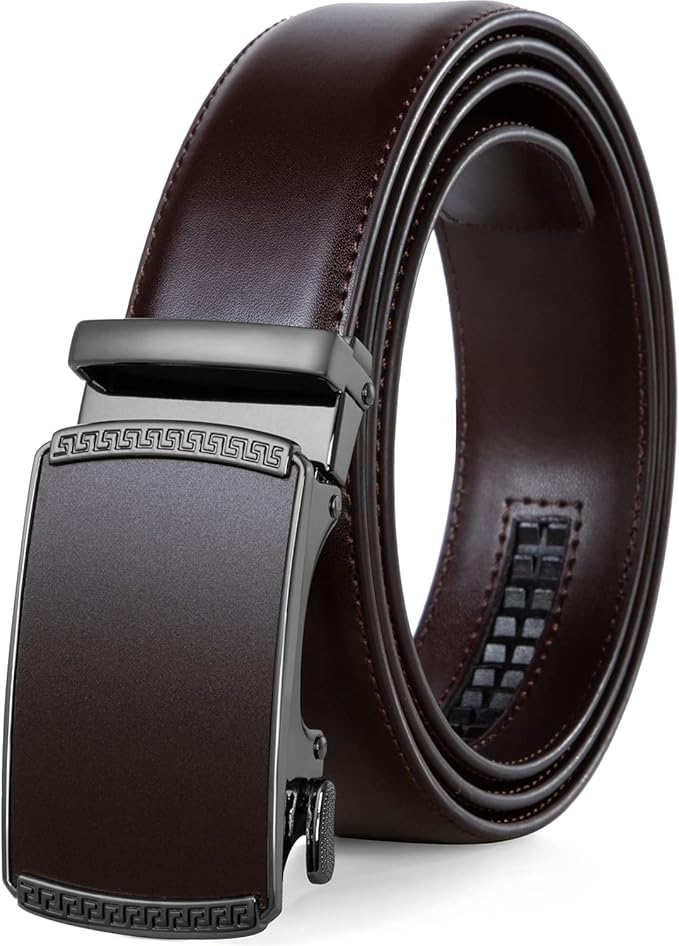 Men's Ratchet Belt 1 3/8",Leather Dress Belt Adjustable with Click