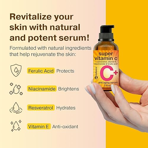 Miniatura 4 de Double Size (2OZ) Super Vitamin C Serum for Face wNiacinamide Serum, 5% Vitamin C Face Serum wHyaluronic Acid & Resveratrol, Anti-Aging Brightening