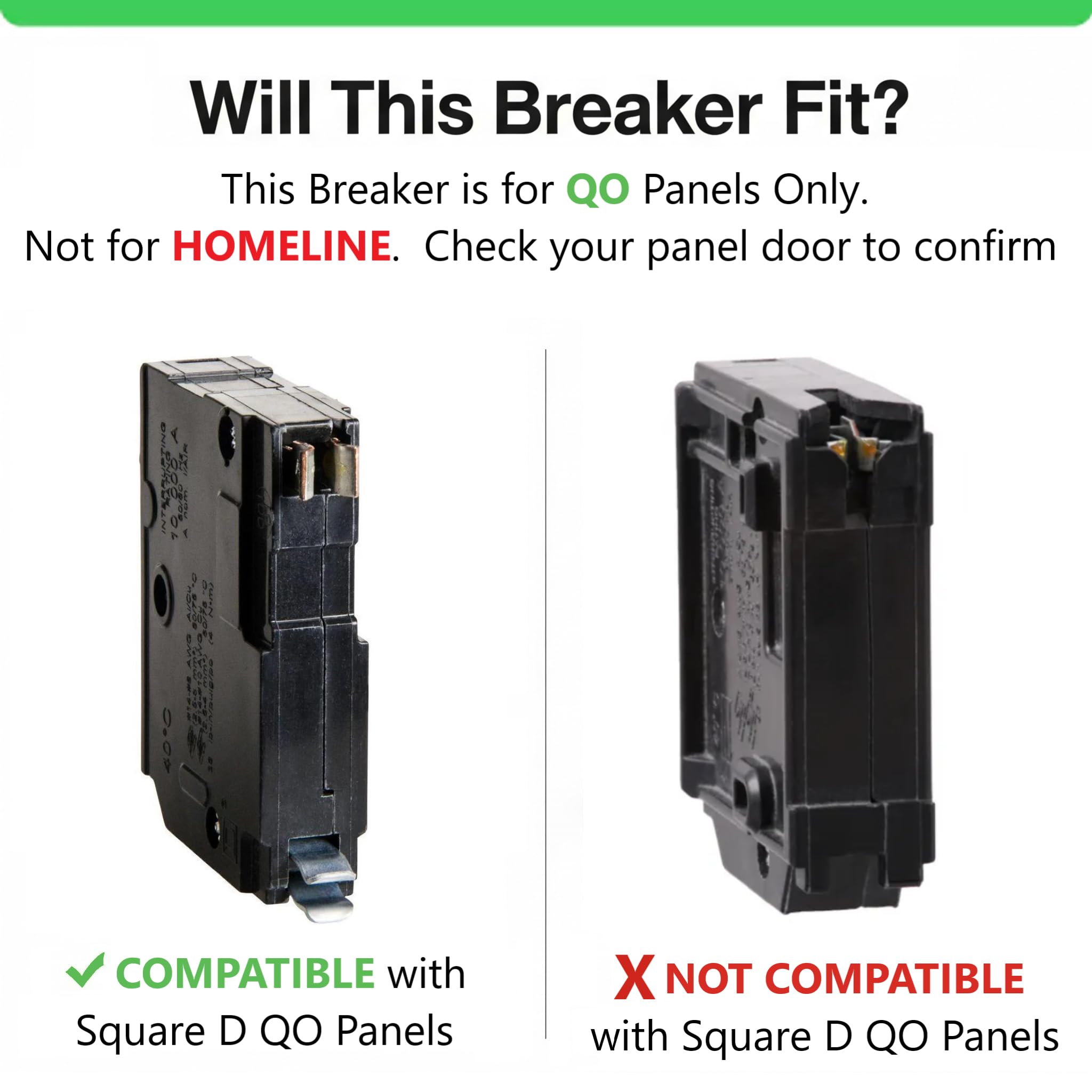 Genuine Square D QO115 QO 15 Amp Circuit Breaker Kit (2 Pack), Single Pole, 15A, 120V, 10kAIC, Plug-in for QO Load Centers & Panel Box, Visi-Trip, New Replacement — Amazon image 4