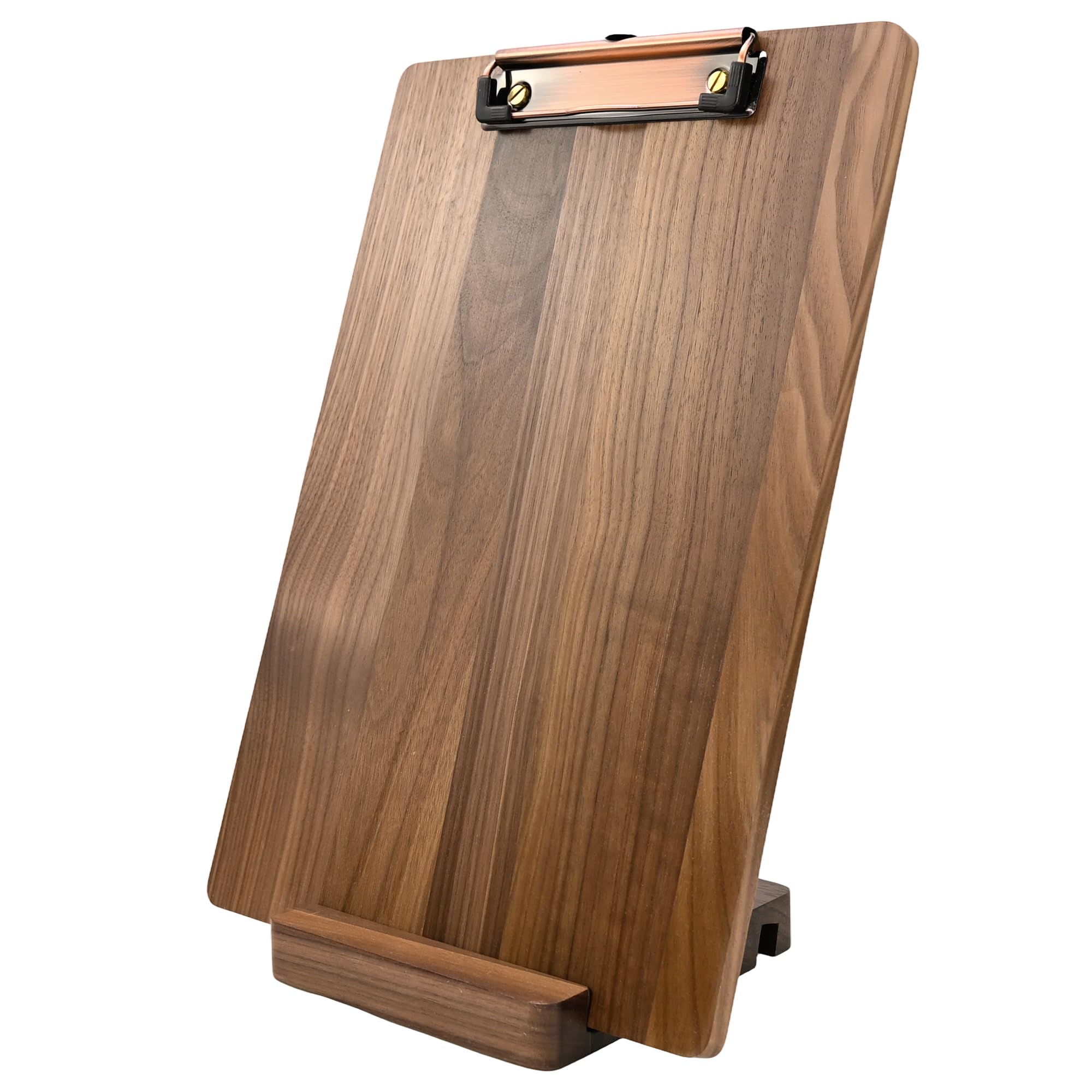 Klemmbrett aus Walnussholz, 32 x 22,1 cm, Klemmbrett mit Tischständer, 0,7 kg, glatte Kanten, ideal für Speisekarten und kleine Memos, für Cafés, Bar, Büro, Restaurant, Arbeitsplatten, Selbstbedienung