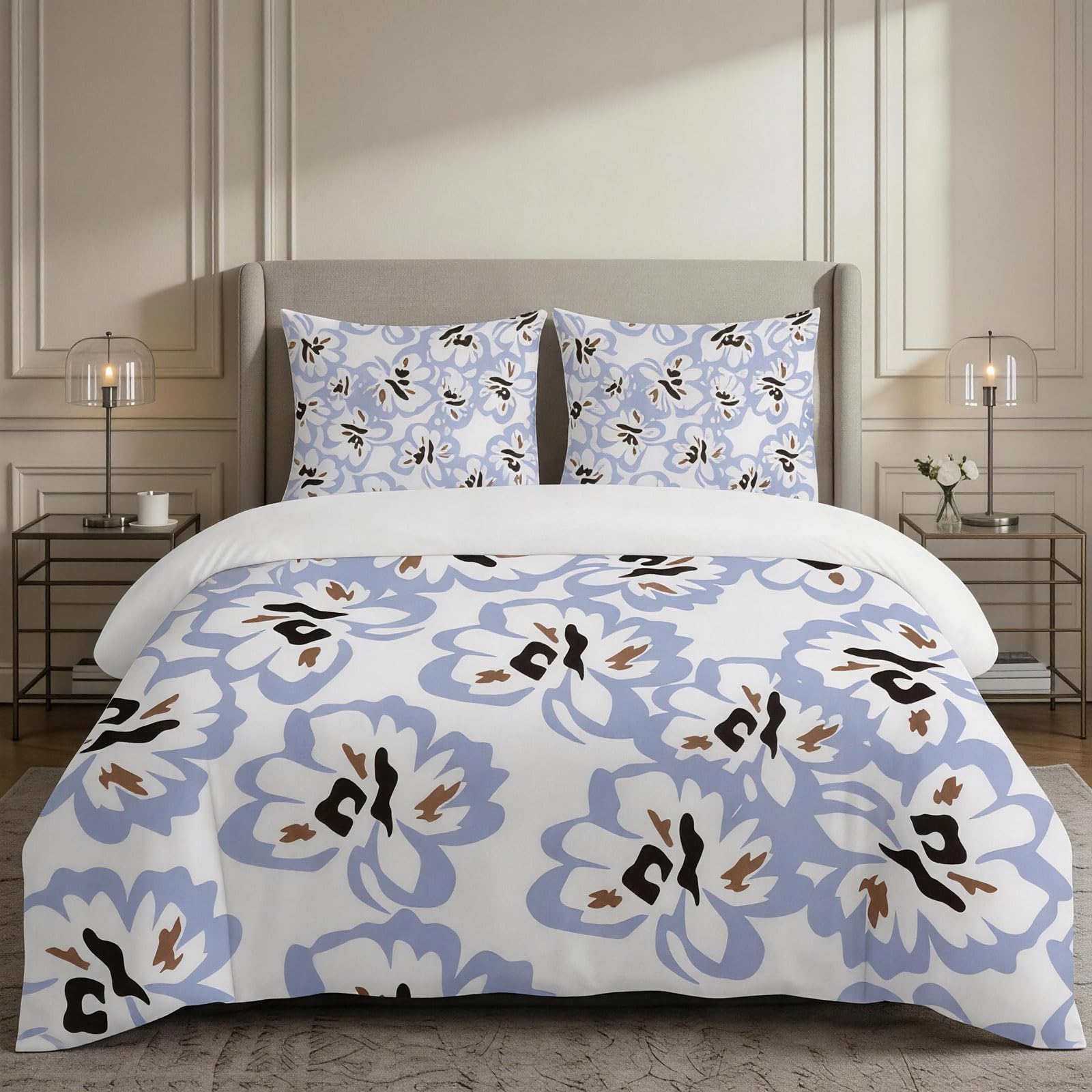 Housse de couette 140 x 190 microfibre parure de lit 3 pièces