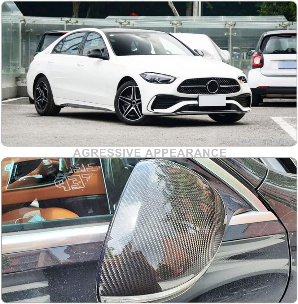 Dry Carbon Fiber Mirror Cover Caps Fits for Mercedes Benz C Class W206 C200 C220 C260 C300 2022 Replacement Style Side Rearview Mirror Caps Car Exterior Outside Shell Factory Outlet