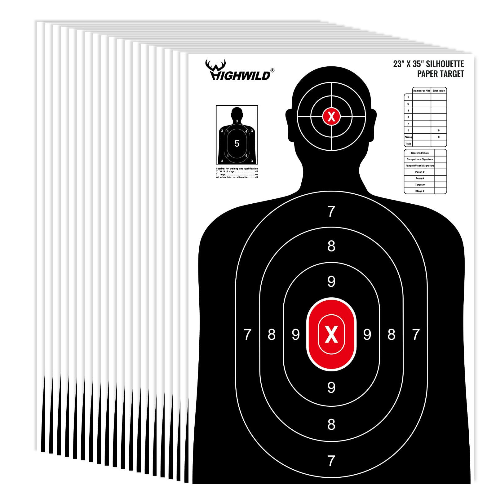 Highwild Shooting Range Silhouette Paper Target - 23X35 Inches - Suitable for Handguns, Rifles, Airguns, BB Guns