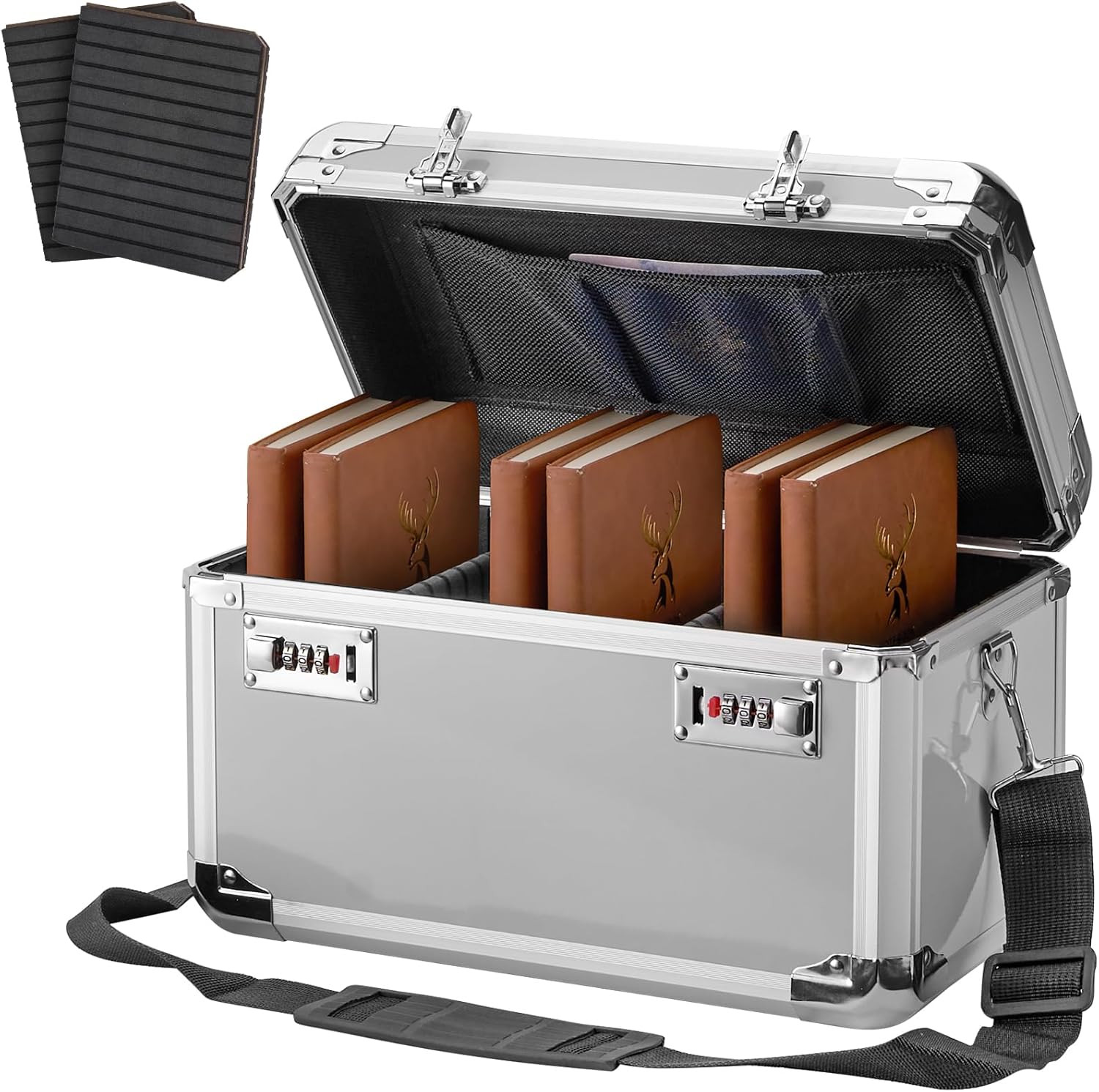 Aluminum Alloy Lock Box with Code, Lockable Storage Box for Medicine, Cash, Phone & Valuables – Childproof, Portable & Durable – 13.6 x 8.3 x 7.8 Inch Black– Home, Office, School Use