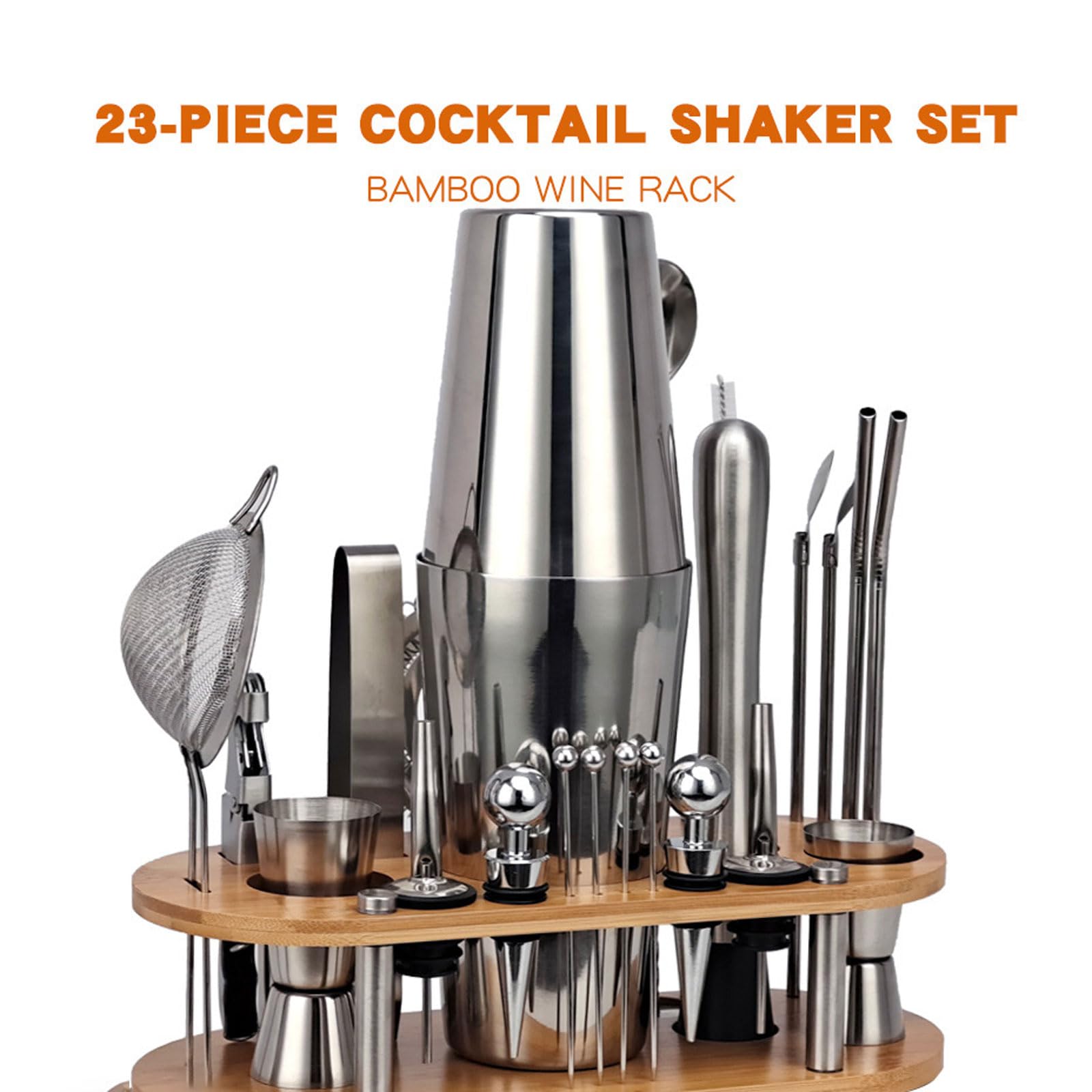 Coctelera para Cócteles Kit 23 piezas Coctelera de Acero Inoxidable Con Soporte Profesional Barman Herramientas con Mortero de Cóctel accesorios de bar para Mezclar Bebidas,Barra,hogar,Fiestas