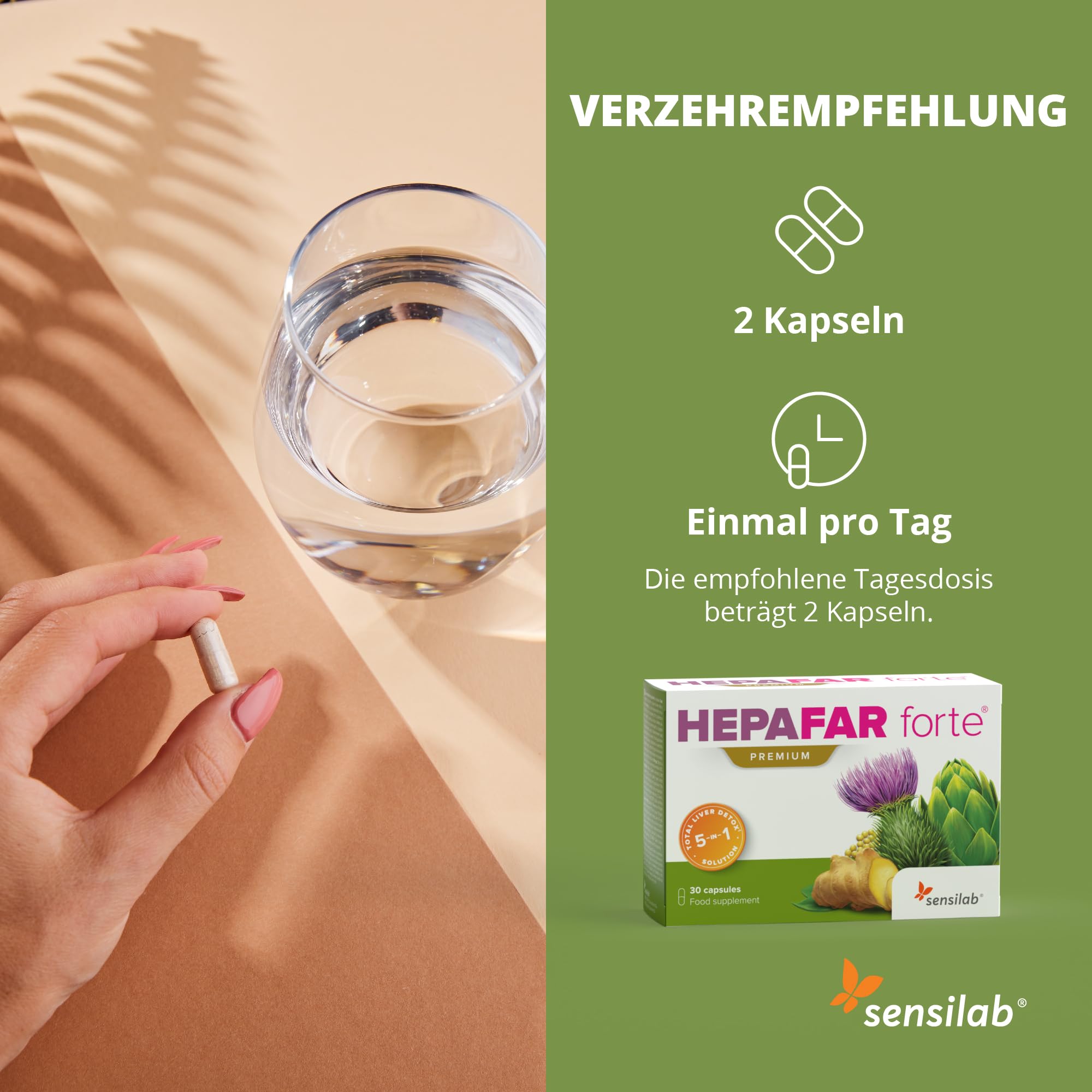Mariendistel Artischocke Löwenzahn Komplex - Leber - Vitamin E, Phospholipide - Innovative Patentierte Formel mit Hoher Bioverfügbarkeit - 60 Kapseln Hochdosiert - Hepafar Forte Premium Sensilab