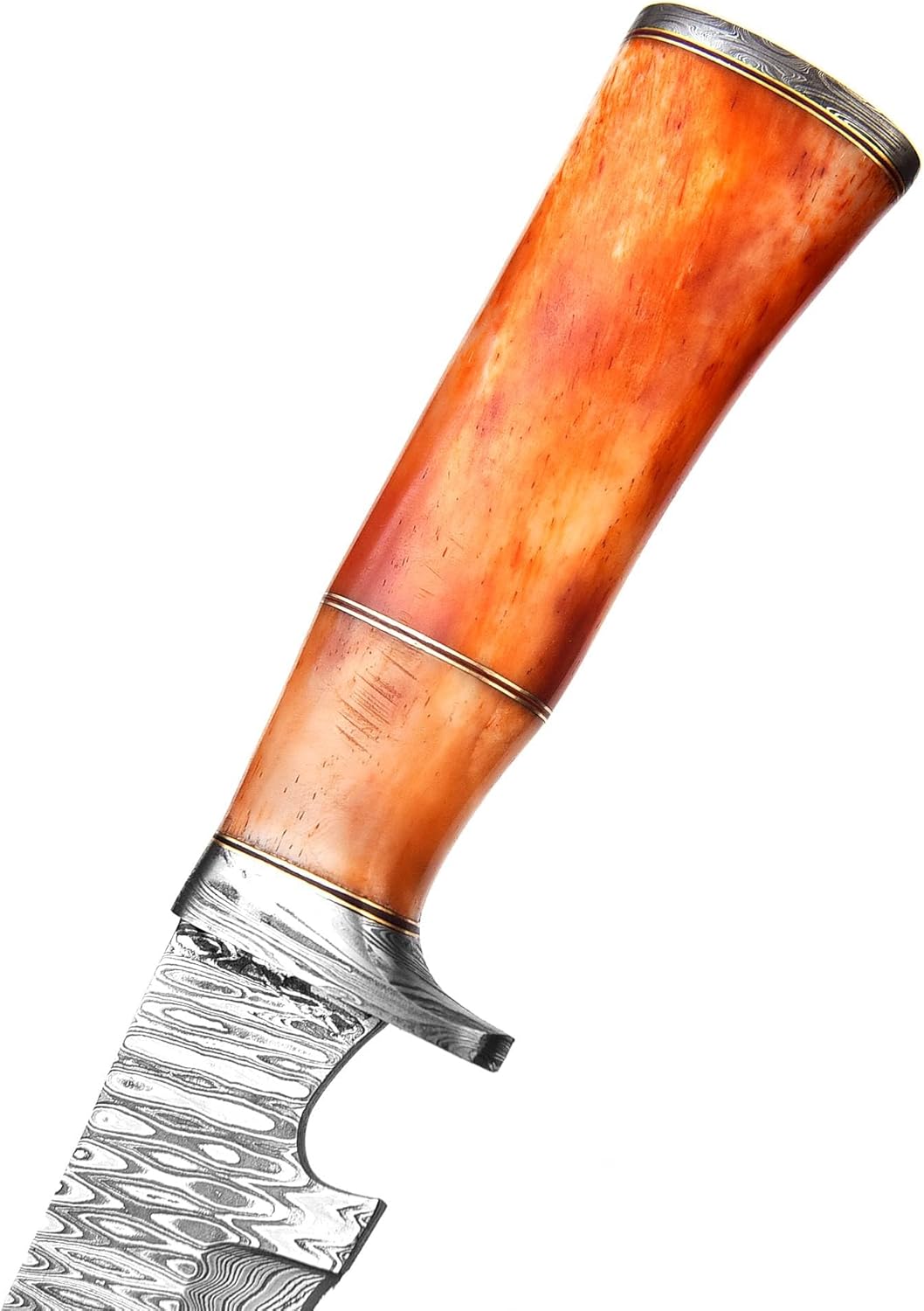 BK-3034 Handmade Damascus Steel 15 Inches Hunting Knives - Coloured Bone Handle.