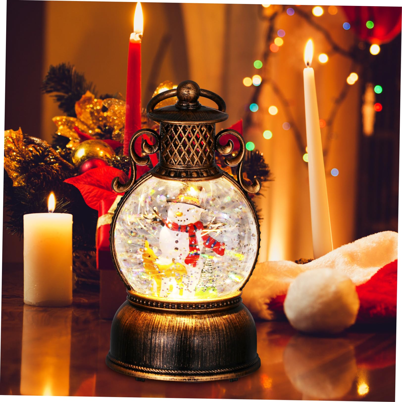 Angoily Globo di Neve Natalizio Musica, Plastico e Vetro, Uso Duraturo e Illuminazione, Decorazione Elegante per Riunioni di Famiglia e Regali Premurosi