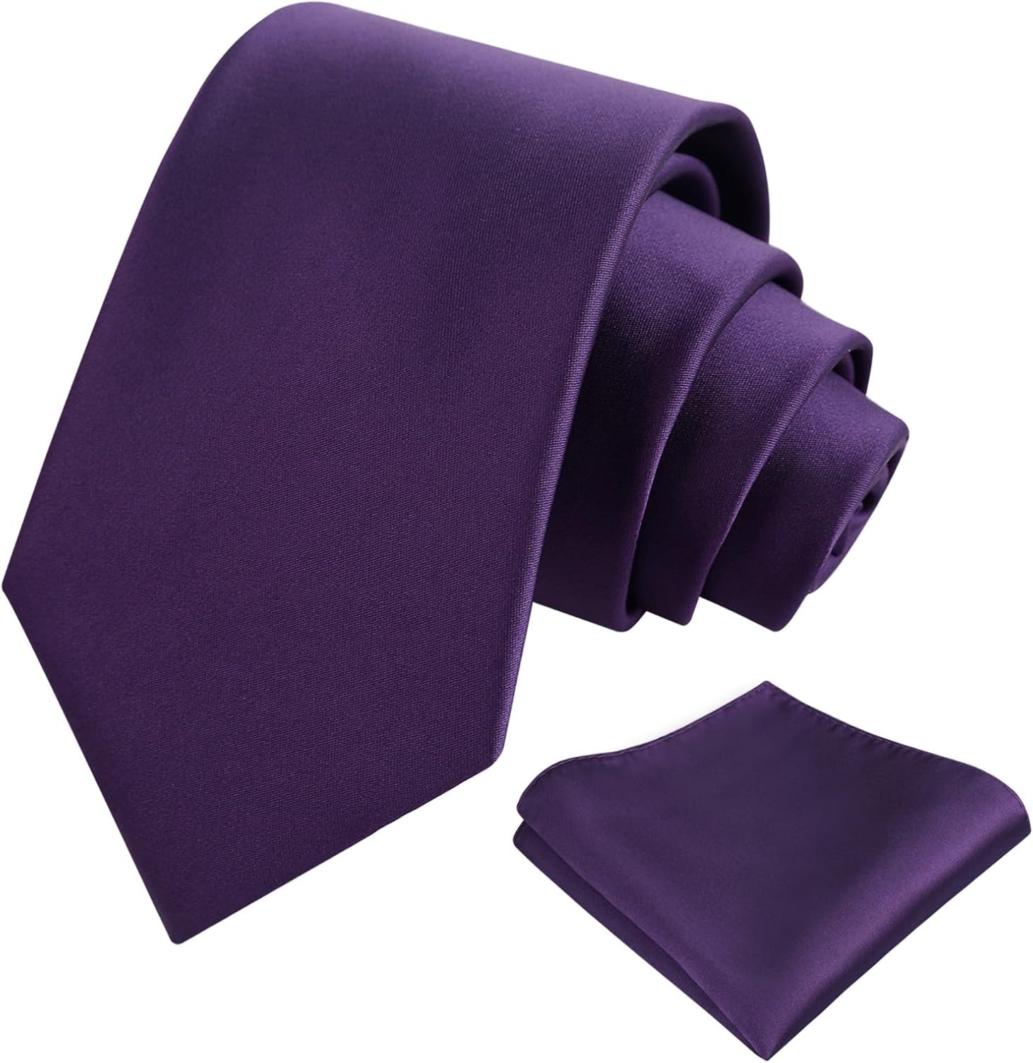 Alizeal Mens 3.15inches Solid Color Classic Formal Tie with Pocket Square Set
