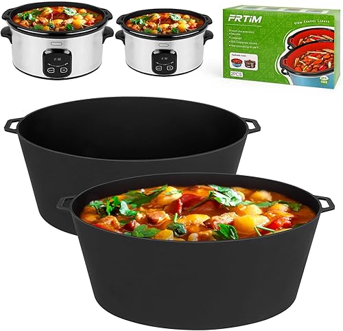 FRTIM - Revestimientos para olla de cocción lenta ovalada de 7 a 8 cuartos de galón, reutilizables y a prueba de fugas, de silicona, aptos para
