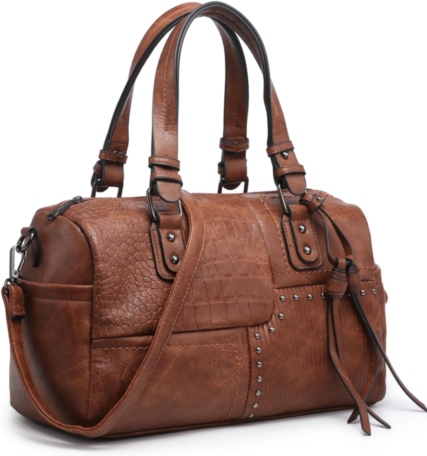 Women Soft Vegan Leather Barrel Bags Large Hobo Top Handle Work Totes Satchel Handbags Shoulder Purse