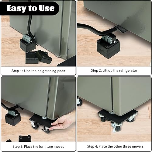 Miniatura 4 de Mover grande y pesado para muebles con 4 ruedas de rotación de 360, mezcla de acero al carbono de 6.5 x 6.5 pulgadas, mezcla de hasta 3747